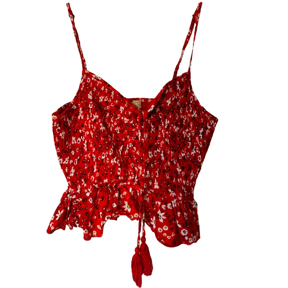 B•O•G collective red smocked crop top size medium gently used